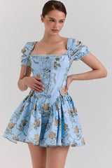 Blue Rose Reversible Cotton Corset Top