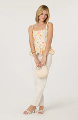 Floral Bubble Hem Peplum Top