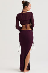 Prune Cutout Maxi Skirt