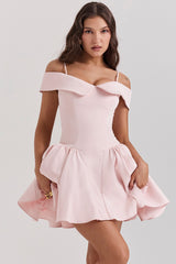Ballerina Pink Off Shoulder Mini Dress