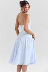 Bluebell Floral Jacquard Halter Midi Dress