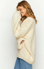 Delvey Cream Chunky Knit Sweater