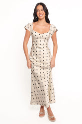 Elke Maxi Dress - Black Dot