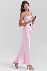 Rose Shadow Strapless Corset Maxi Dress