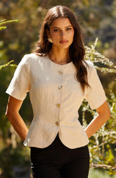 Saige Cutaway Linen Blend Jacket