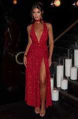 Melania Maxi Dress - Red Sparkle