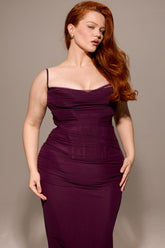 Grape Mesh Corset Maxi Dress