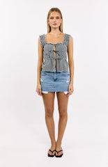 Neevie Black Gingham Tie Top