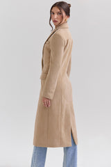 Camel Single Breasted Long Coat