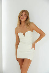 Avril Notch Neck Faux Leather Bodycon Mini Dress