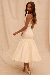 Vintage Cream Dropped Waist Midi Dress