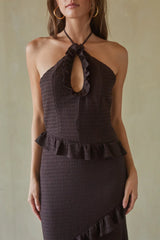 Vanita Ruffled Halter Maxi Dress