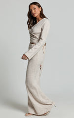 Tessa Maxi Skirt - Knitted Column Maxi Skirt in Stone