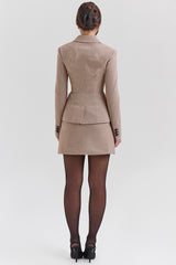 Brown Puppytooth A-Line Mini Skirt