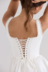 White Stretch Cotton Mini Dress