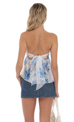 Floral Dotted Strapless Babydoll Top in White