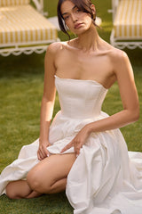 White Strapless Midi Sundress