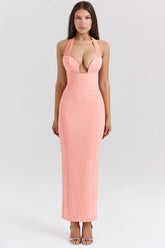 Sorbet Crepe Halter Maxi Dress