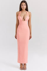 Sorbet Crepe Halter Maxi Dress