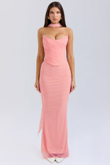Peach Fluted Hem Maxi Skirt