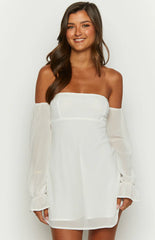 Tallure White Long Sleeve Mini Dress