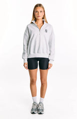 Yazmin Grey Marl Quater Zip Jumper