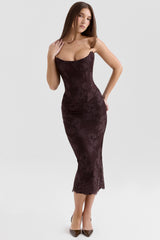 Bitter Chocolate Lace Corset Midi Dress &Amp; Bolero