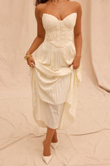 Ivory Pleated Maxi Dress