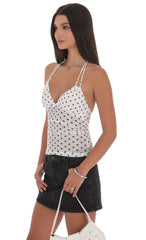 Mesh Polka Dot Halter Top in White