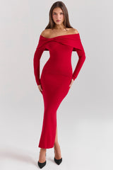 Holly Red Cashmere Blend Midi Skirt