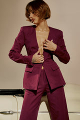 Wine Deep V Blazer