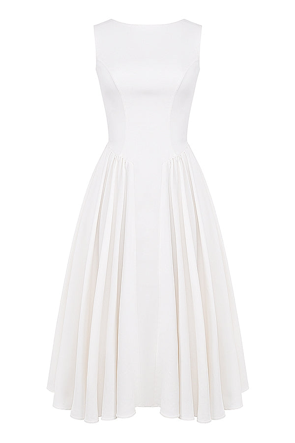 White Twill Midi Sundress