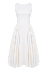 White Twill Midi Sundress