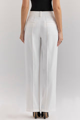 White Wide Leg High Waist Tailored Trousers