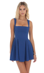 Crepe Fit and Flare Dress in Royal Blue