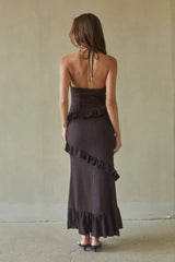 Vanita Ruffled Halter Maxi Dress