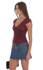 Striped Fitted Top in Maroon