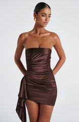 Leoni Mini Dress - Plum Brown