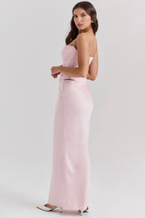 Ballerina Pink Satin Maxi Skirt