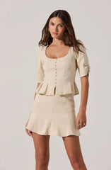 Pleated Cinched Waist Top