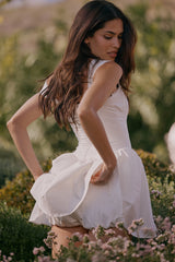 White Cotton Mini Dress With Bloomers