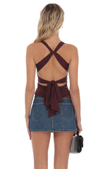 Twist Cross Back Top in Burgundy