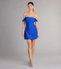Classics Lover Off-The-Shoulder Satin A-Line Mini Dress
