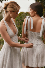 Polka Dot Print Georgette Halter Sundress