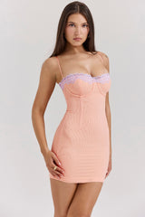 Sorbet Lace Trimmed Mini Dress