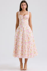 Pink Meadow Print Cotton Bustier Sundress