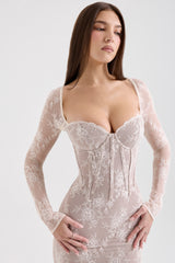 Ivory Lace Long Sleeve Midi Dress