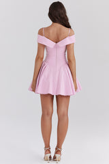 Cotton Candy Twill Off Shoulder Mini Dress