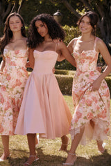 Pink Peony Print Cotton Bustier Sundress
