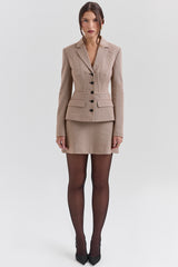 Brown Puppytooth A-Line Mini Skirt